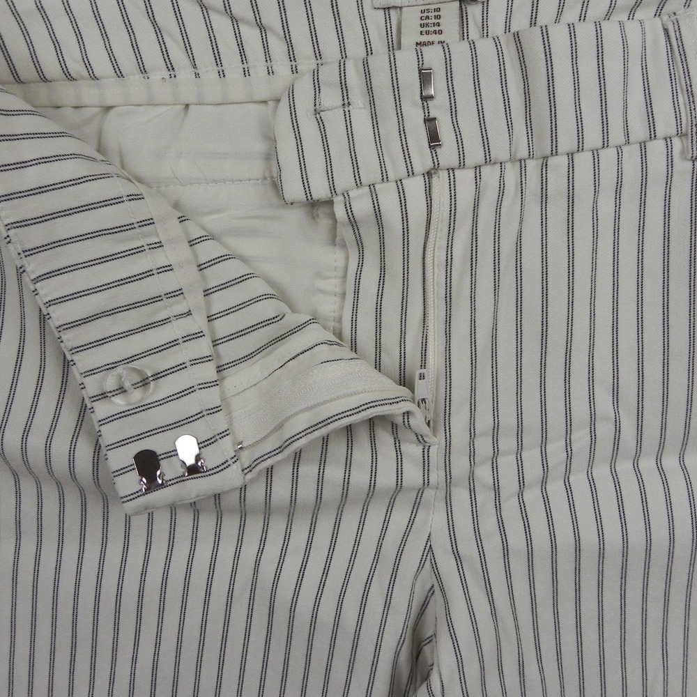 Mercer & Madison Pants Womens 10 Ankle Tapered Slim Leg Stretch White Striped - Picture 3 of 11
